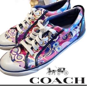 PURPLE POPPY GRAFFITI COACH SNEAKERS!! Size 6!